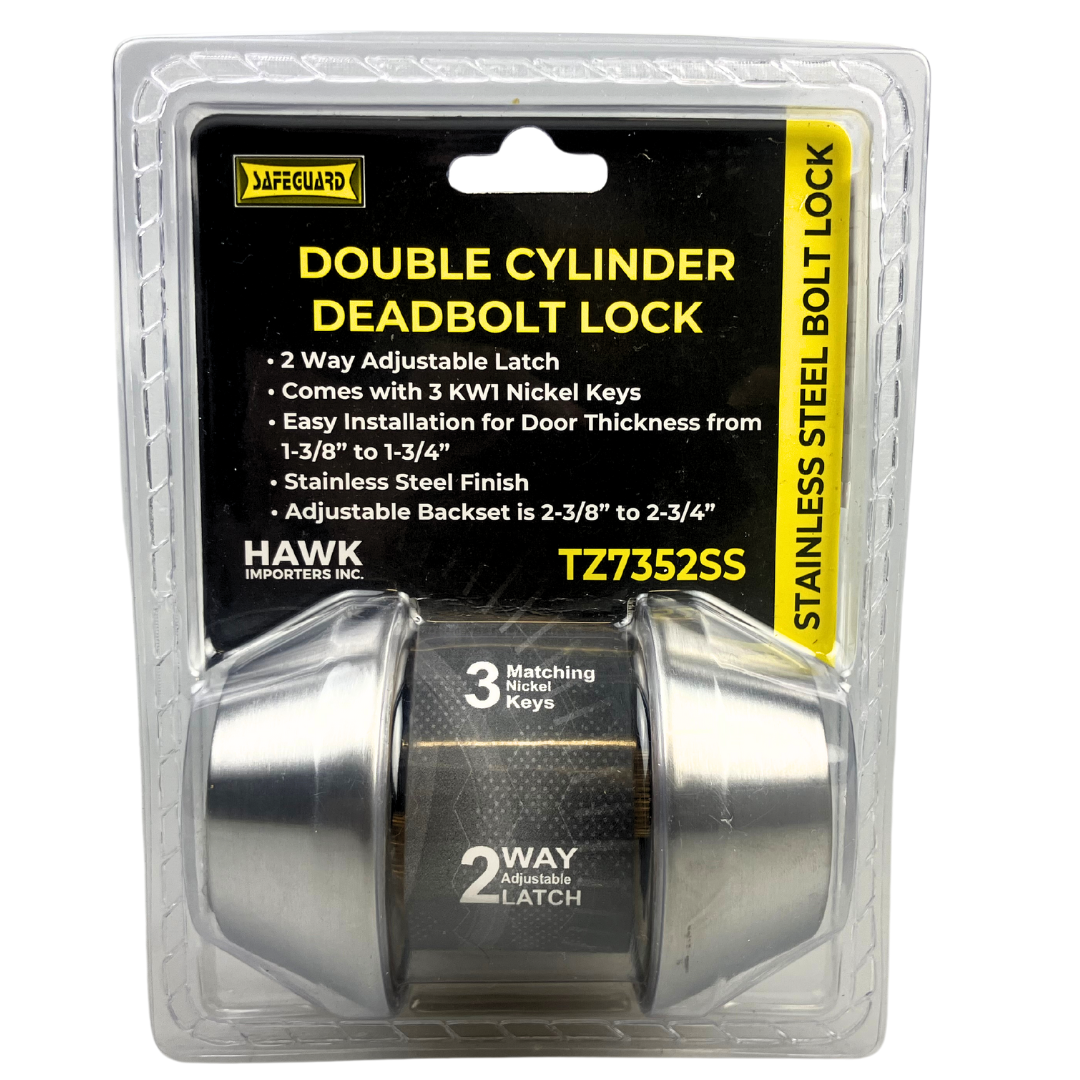 Secure Double Cylinder Deadbolt Lock with Adjustable Latch and Stainle –  ToolUSA, image size:1080x1080