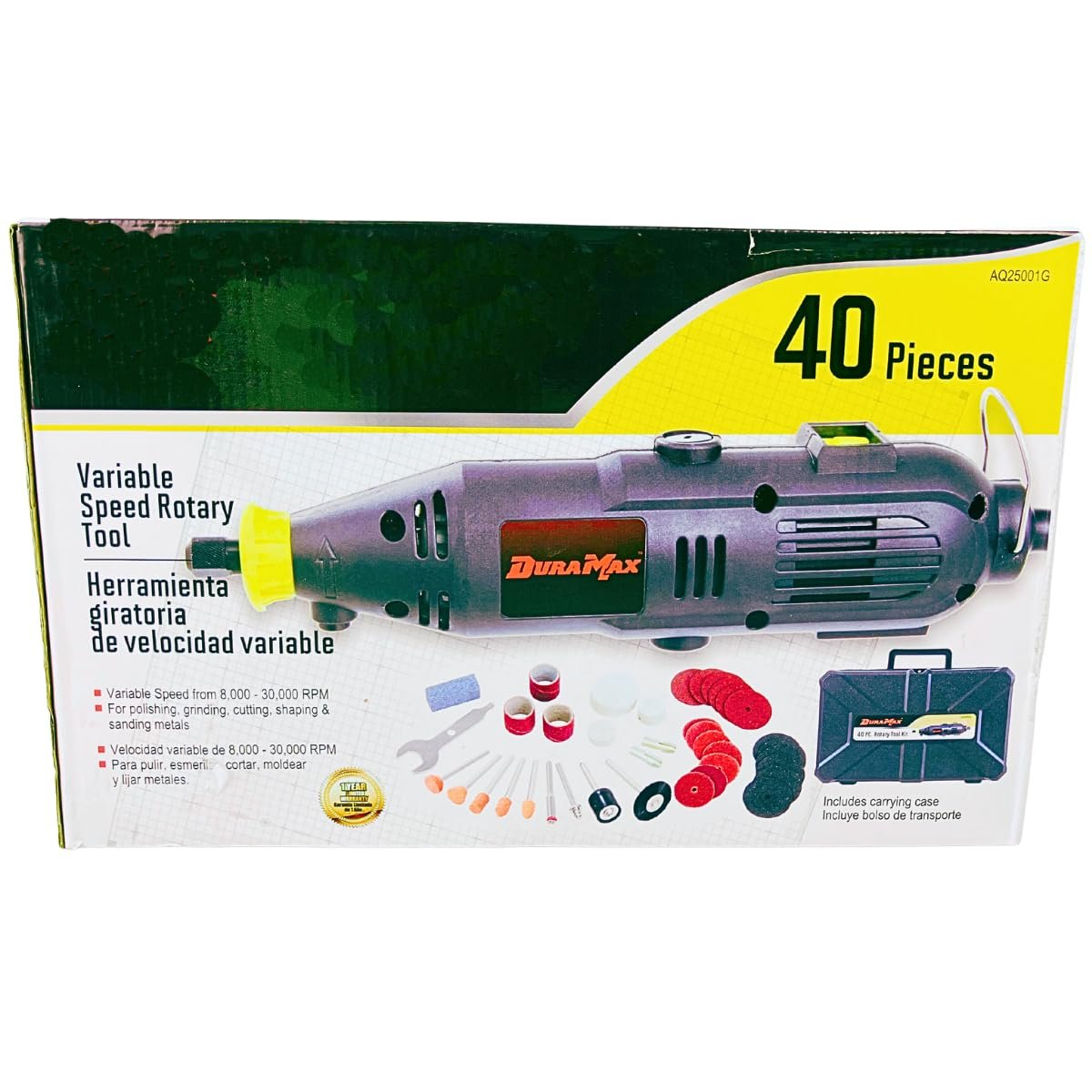 ATC 40 Pieces Variable Speed Rotary Tool | Polishing Wheels, Cut-off Wheels, Grinding Stone | Case Included