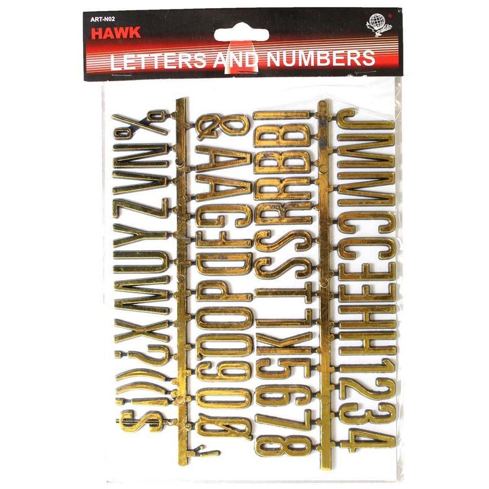 1 Inch Gold Plastic Numbers & Letters Self Adhesive Set - CR-28816 - ToolUSA