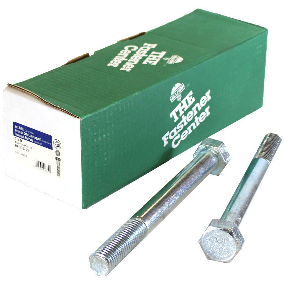 1 X 9 Inch Hex Bolt With Coarse Thread And Zinc Coating - HI