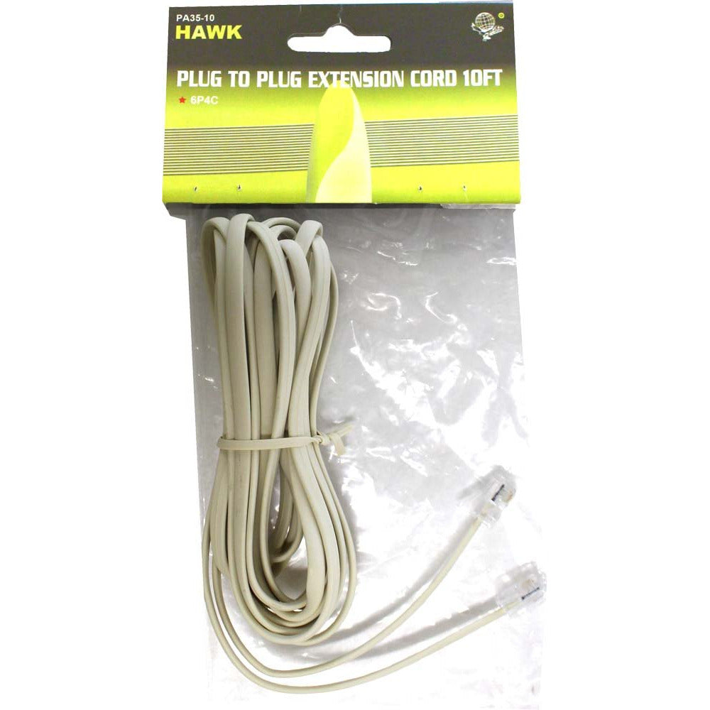 10-Foot Extra Long Plug-to-Plug Telephone Cord (Pack of: 2) - PA-03510-Z02 - ToolUSA