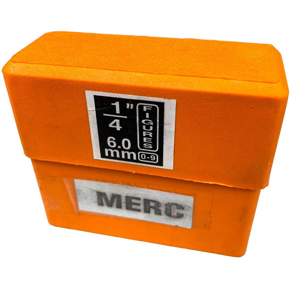 10 Pc. Hardened Steel Number Punch Set Merc Style In 1/4" Size - TJ-30894 - ToolUSA