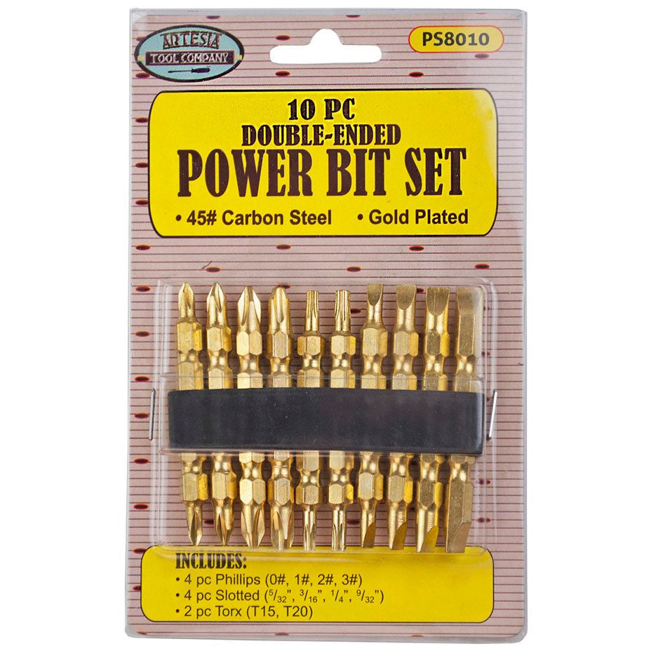 10 Piece 2-1/2" (65mm Brass-plated Power Bits (Pack of: 2) - PS-98010-Z02 - ToolUSA