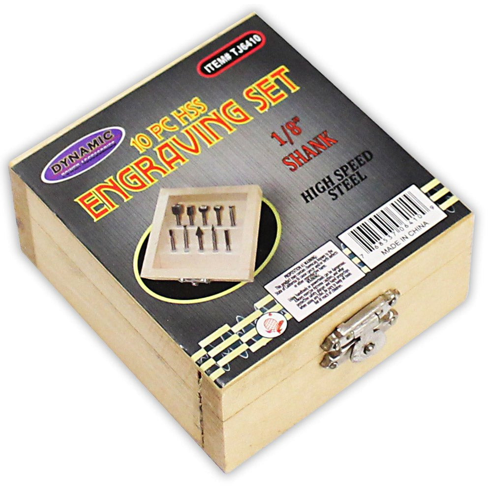 10 Piece Engraving Set in Wooden Box - TJ03-06410 - ToolUSA
