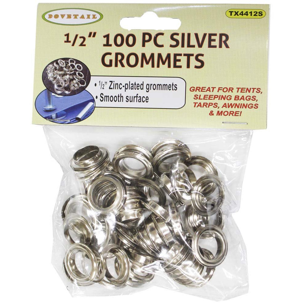 100 Piece Bag Zinc Plated 1/2 Inch Grommets (Pack of: 1) - TX4412S - ToolUSA