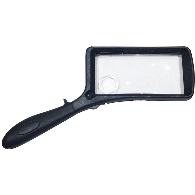 100mm X 50mm Rectangular Magnifier With 2X & 4X Power, Easy Grip Handle & LED Light - MG-07546 - ToolUSA