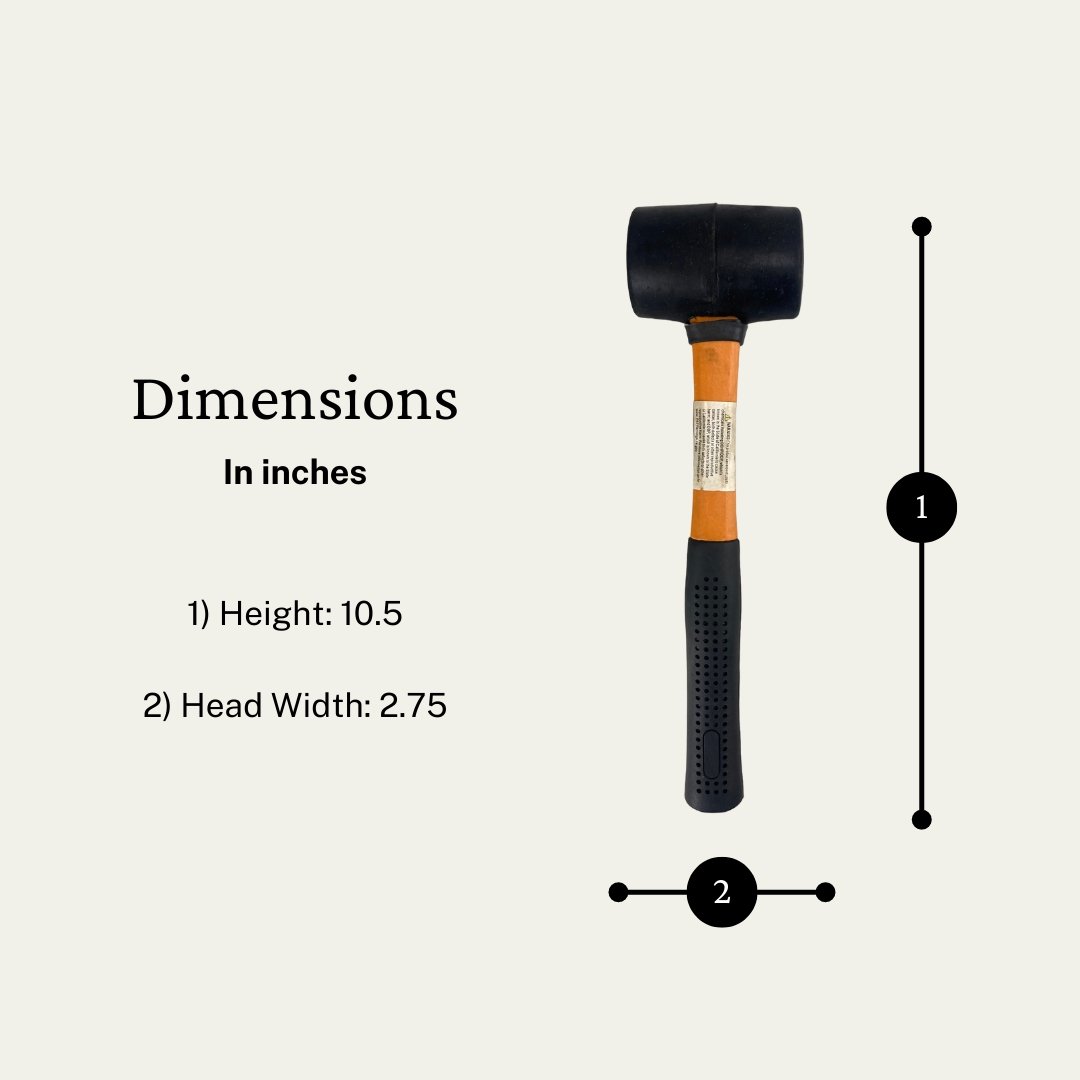 11" 8 Oz Rubber Headed Mallet - Fiberglass Handle & Rubber Grip - PH900-F08-YH - ToolUSA