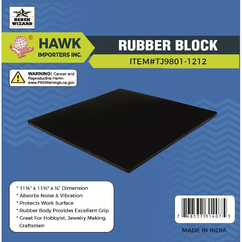 12-Inch Flat Rubber Block - For Workbench Shock Protection - TJ-31407 - ToolUSA