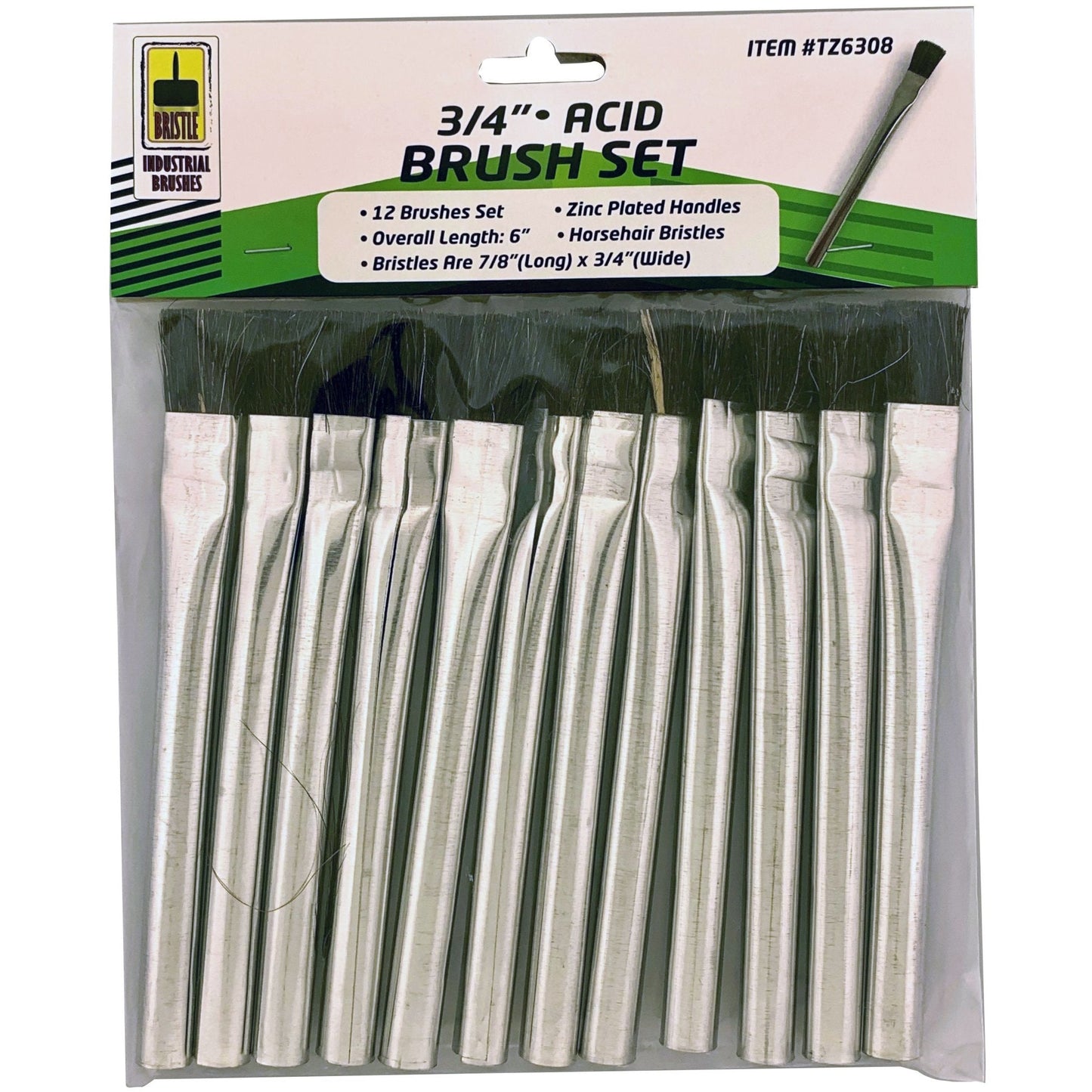 12 Piece Acid Brushes Set - TZ63-06308 - ToolUSA