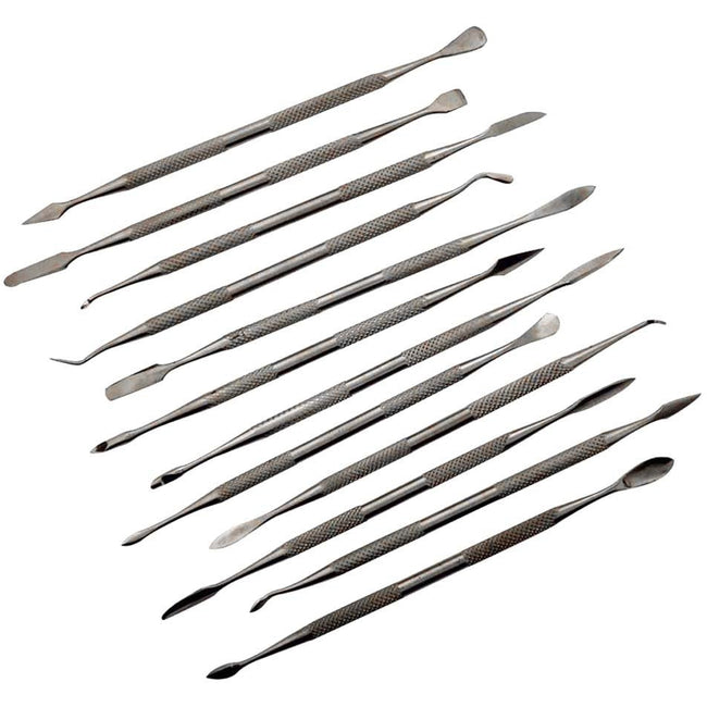 12 Piece Stainless Steel Spatulas & Picks Set - Double Ends & Textured Grips - S9259A - ToolUSA