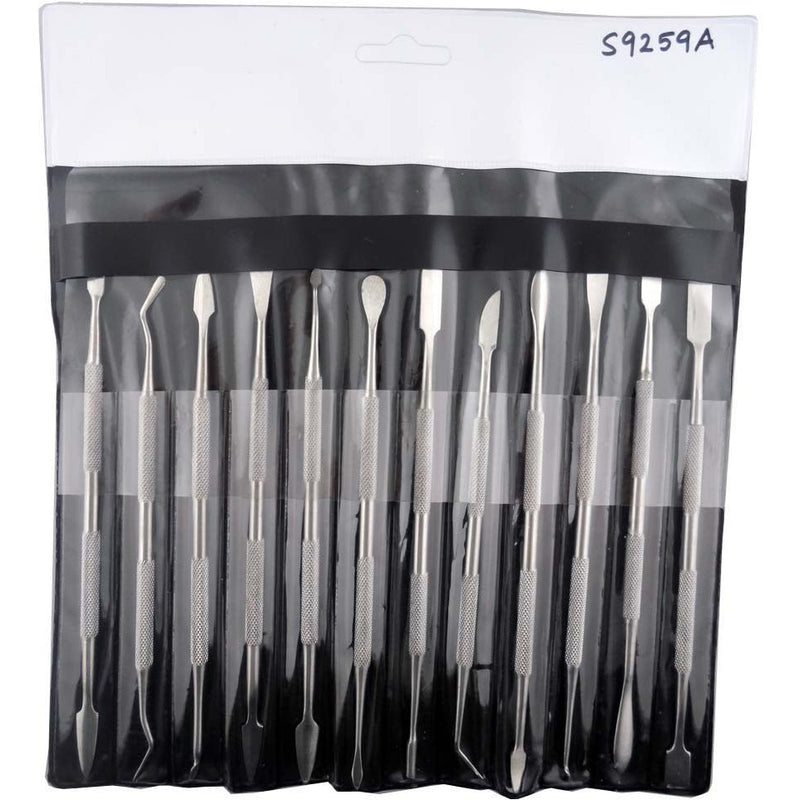 12 Piece Stainless Steel Spatulas & Picks Set - Double Ends & Textured Grips - S9259A - ToolUSA
