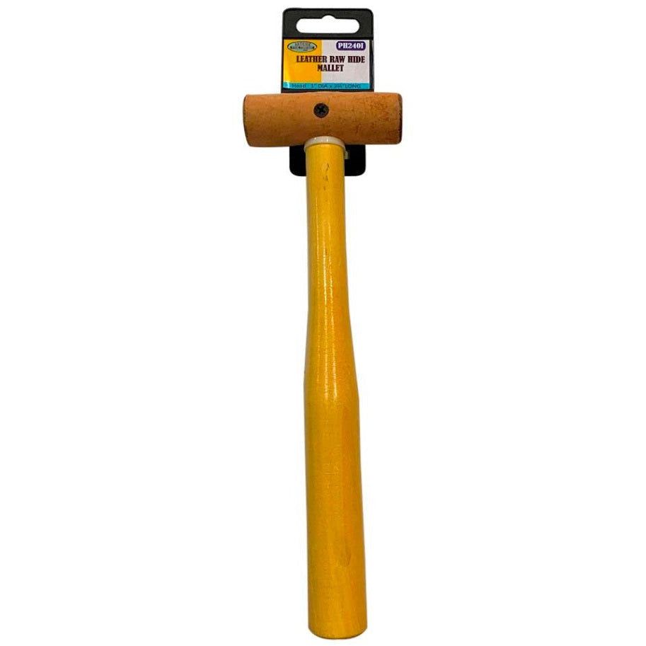 12" Rawhide Mallet - Wooden Handle - 1" Diameter Striking Surface - PH-80240 - ToolUSA