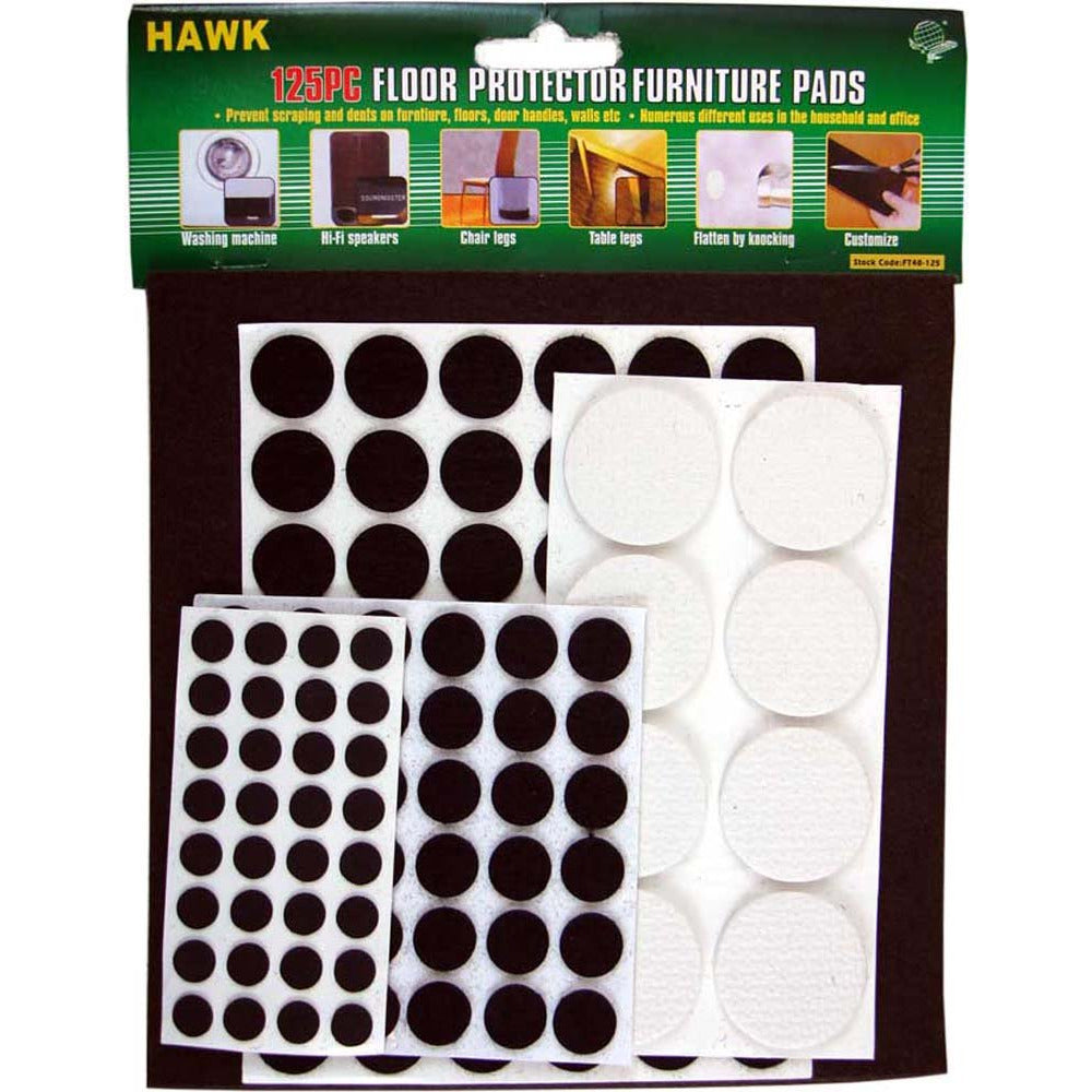 125 PIECE PACKAGE OF VARIOUS SIZES FLOOR AND FURNITURE PROTECTOR PADS - FT40-125 - ToolUSA
