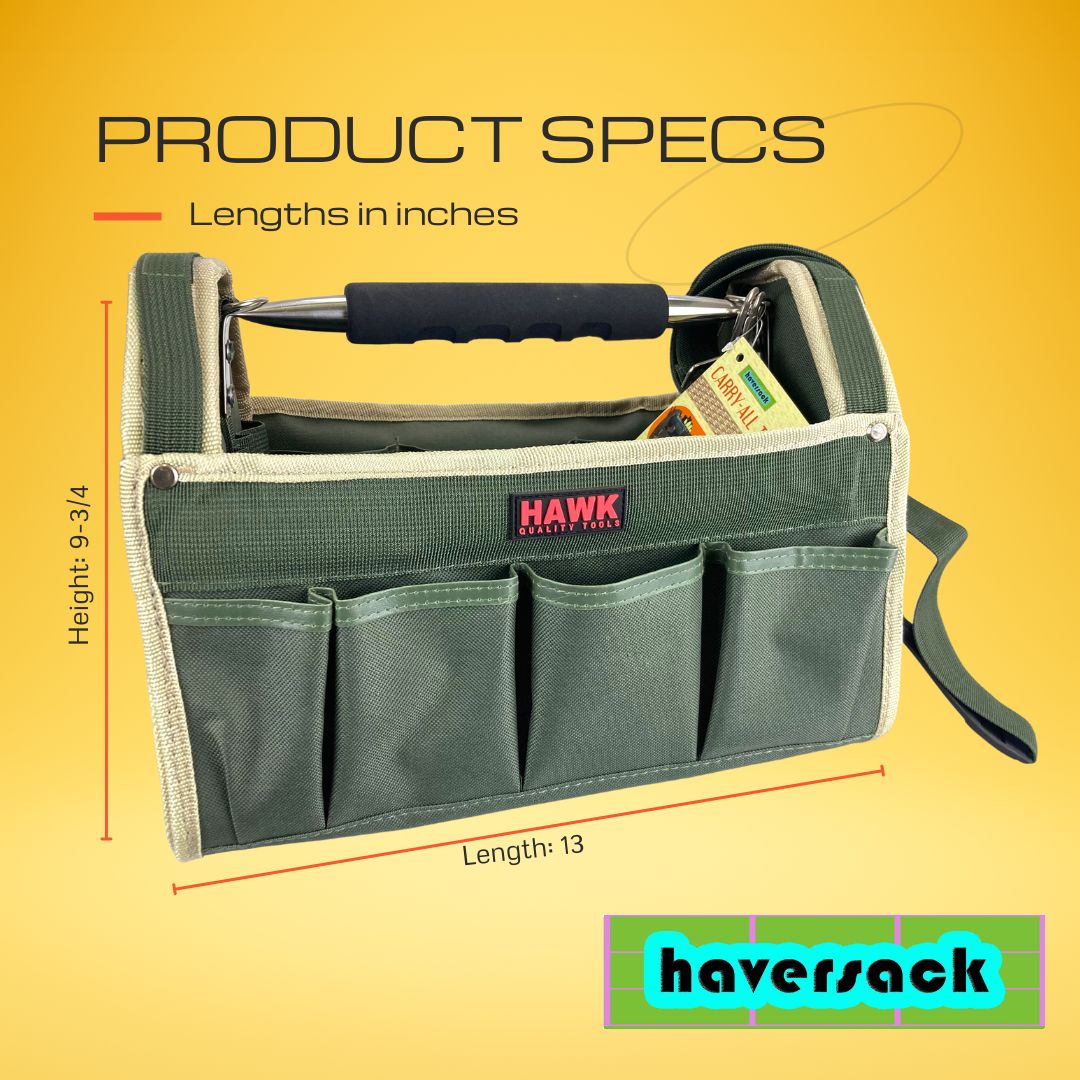 13.75 Inch Tool Carry-All with Metal Top Handle and Shoulder Strap - AB-18086 - ToolUSA