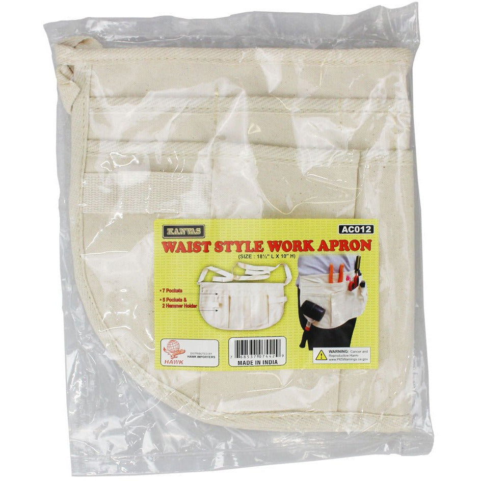 14x10 Inch Heavy Canvas Waist Apron with 3 Pockets - AP-00012 - ToolUSA