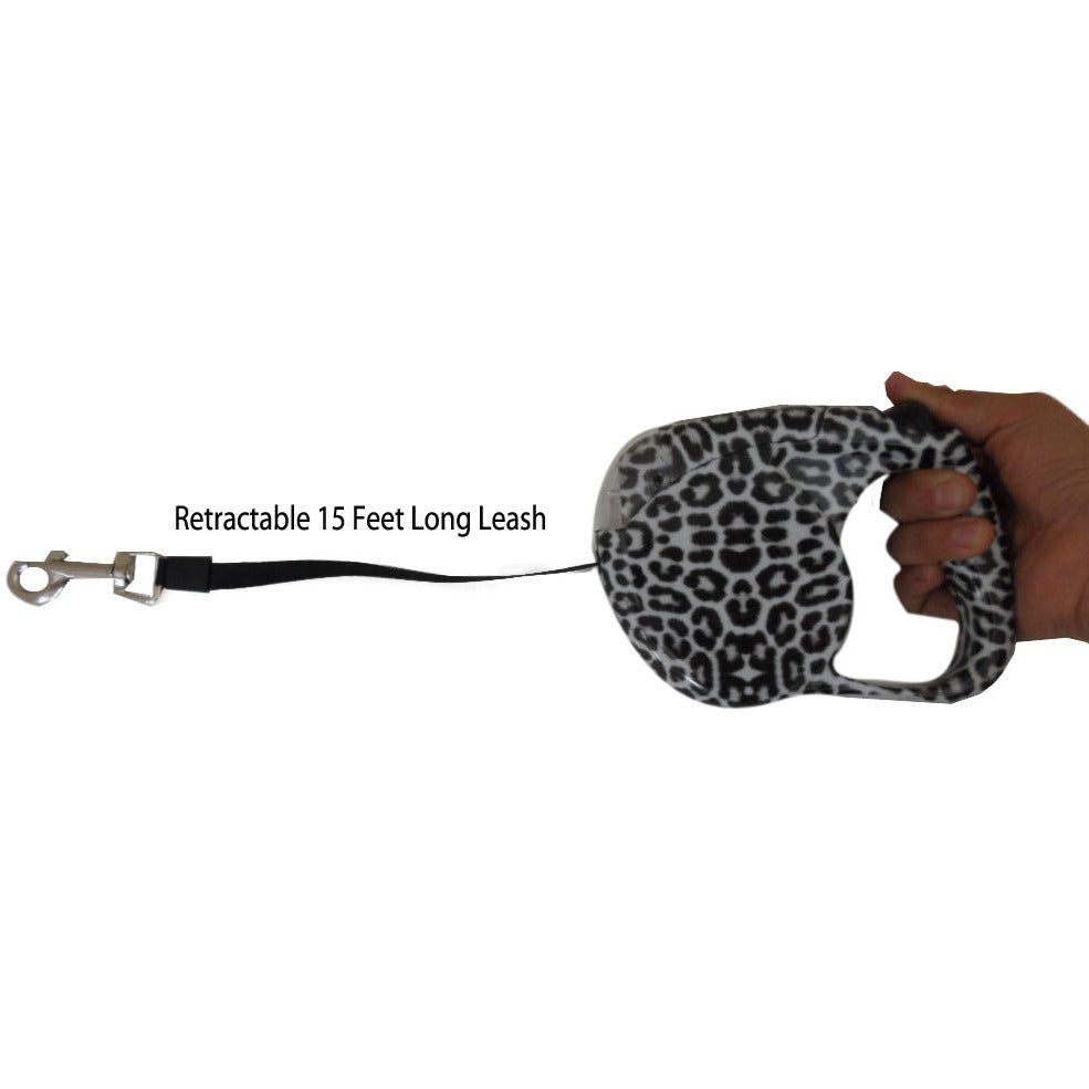 15-Feet Retractable Dog Leash - LED Safety Light