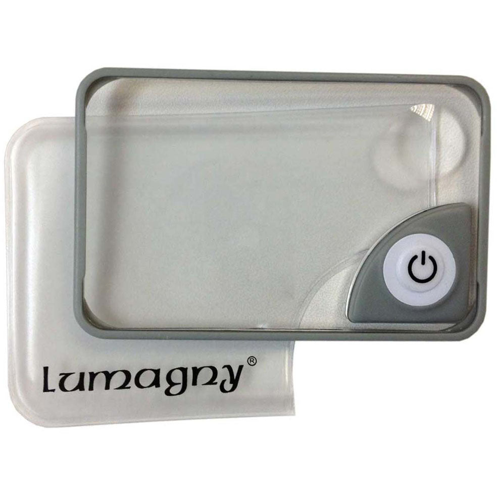 1.5X and 4X Power Credit Card Size Gray LED Illuminated Magnifier - MP-13948 - ToolUSA