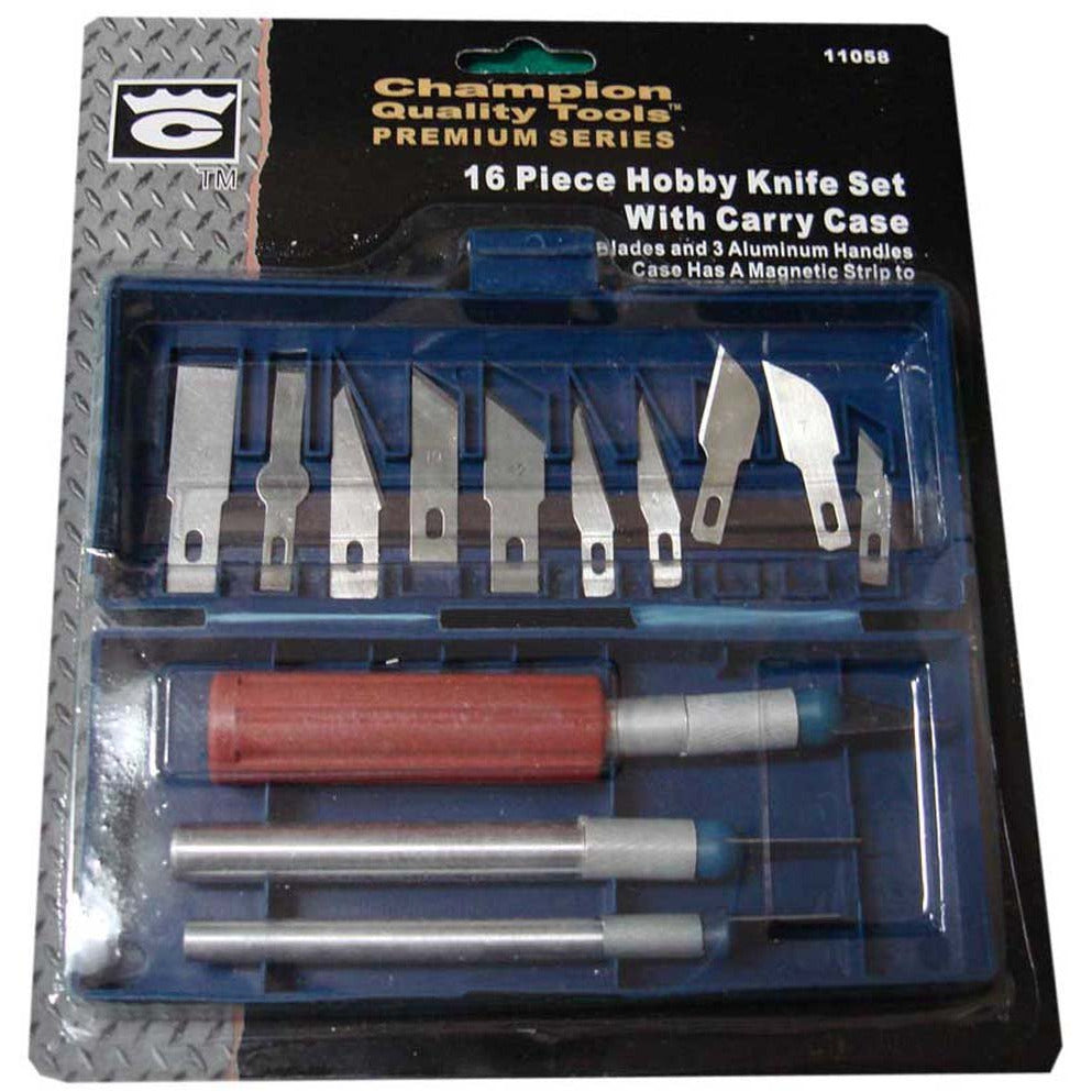 16 Piece Hobby Knife Set with 3 Handles and Carrying Case - PL1600-YH