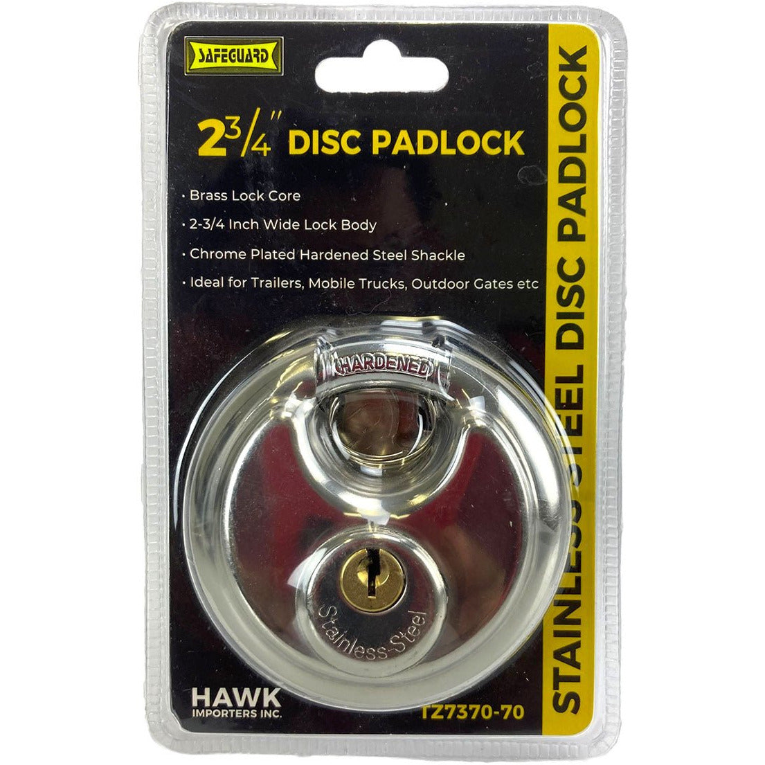 2-3/4" Stainless Steel Disc Padlock - TZ7370-70 - ToolUSA
