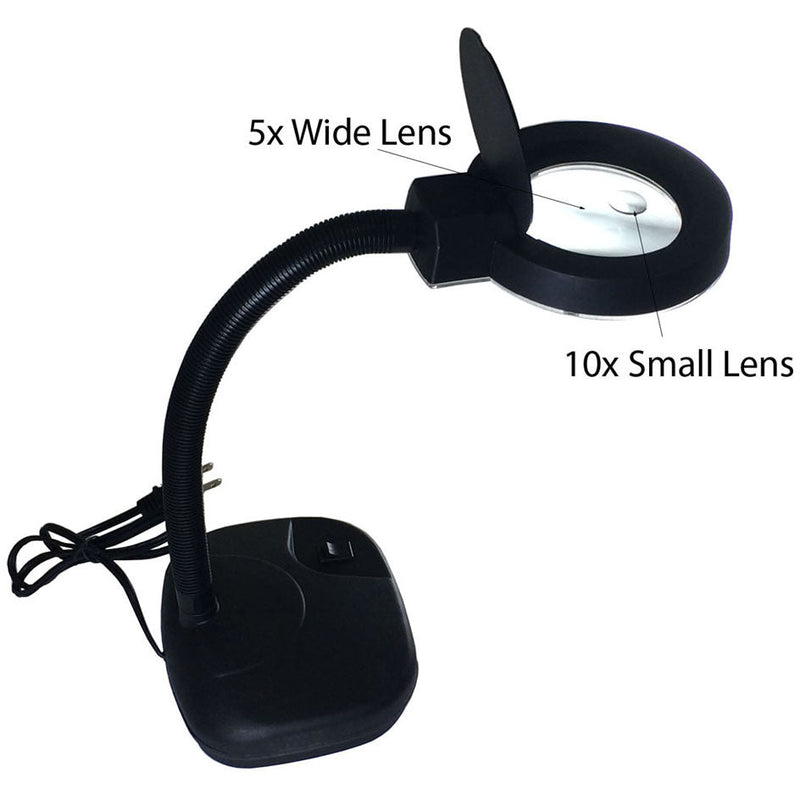 2-in-1 5x Black Magnifier & Table Lamp - MG-99550 - ToolUSA
