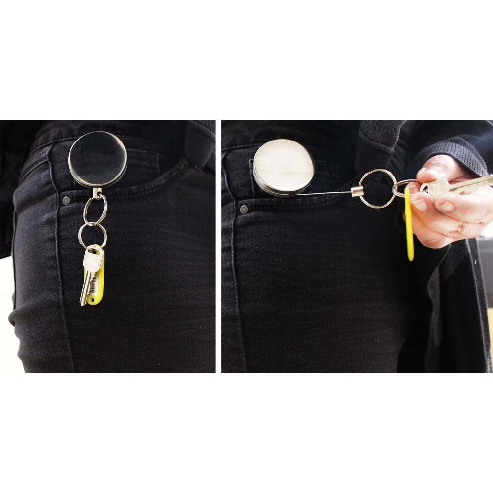 2 Inch Key Ring Case With 27 Inch Retractable Steel Cable And Belt Clip - CAM-80124 - ToolUSA