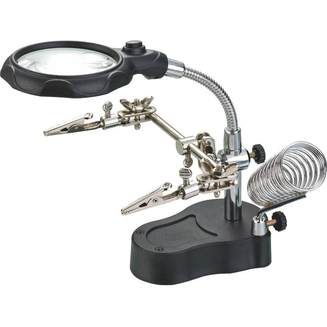 2 LED Helping Hand Magnifier with Soldering Stand - CR-89421 - ToolUSA