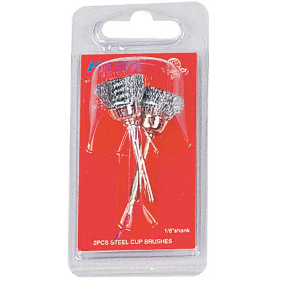 2 Pc 3/8" Steel End Brushes - 1/8" Shank (Pack of: 2) - TJ04-04424-Z02 - ToolUSA
