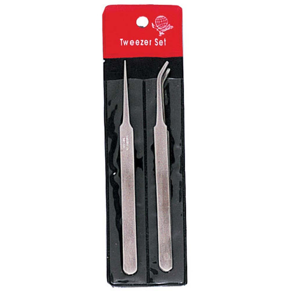 2 Piece 4.5 Inch Stainless Steel Tweezer Set - S1-09520 - ToolUSA