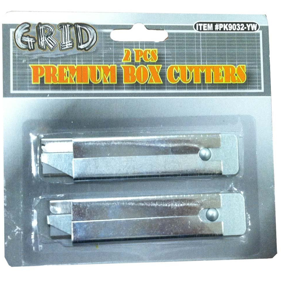 2 Piece Carton Cutters with Retractable Blades - PK9032-YW - ToolUSA