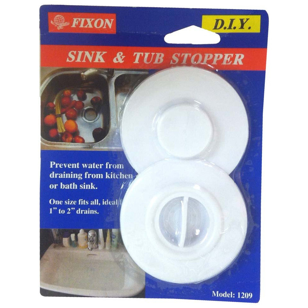 2 PIECE SET OF FLEXIBLE PLASTIC SINK AND TUB STOPPERS - H-41209 - ToolUSA