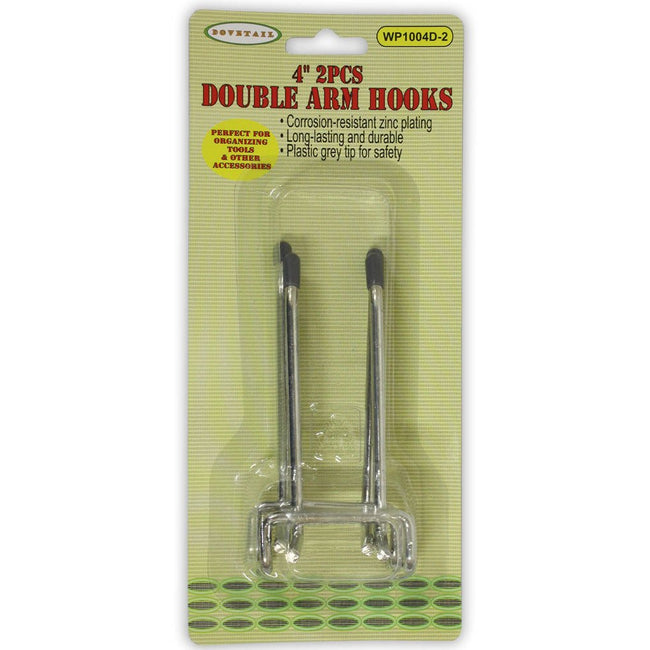 2 Pieces Of 4 Inch Double Prong Peg Hooks With Zinc Plating - WP1004D-2 - ToolUSA