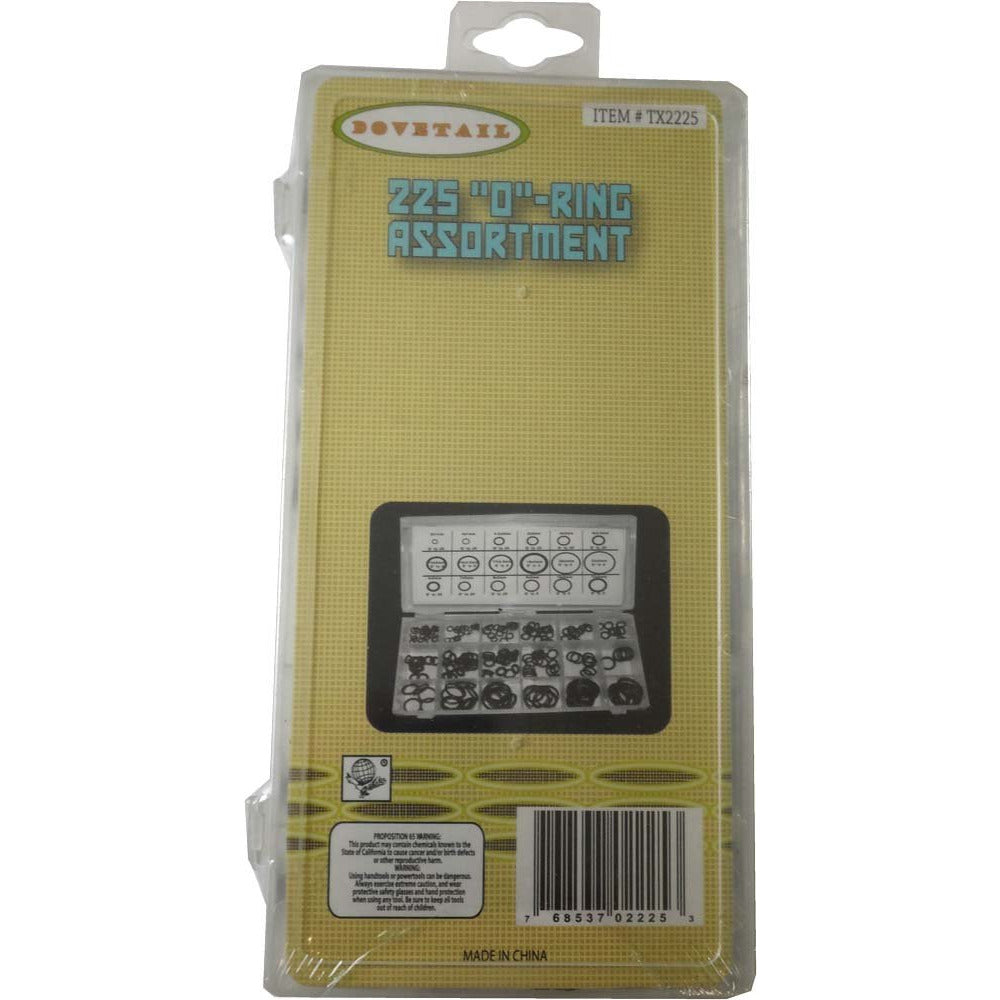 225 Piece Assorted Rubber "0" Rings in Clear Plastic Box - HW-02225 - ToolUSA