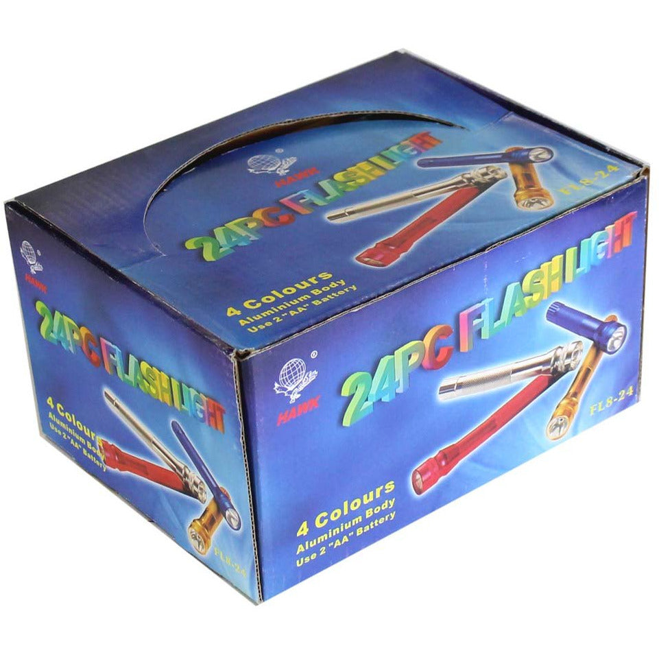 24 Piece Brightly Colored Aluminum Flashlights In Counter-Top Display - FL-87008 - ToolUSA