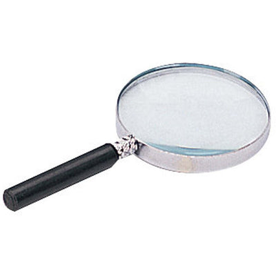 2.5" Diameter Lens, 2X Power, Metal Rim Magnifier With Black Plastic Handle - MG-08776 - ToolUSA