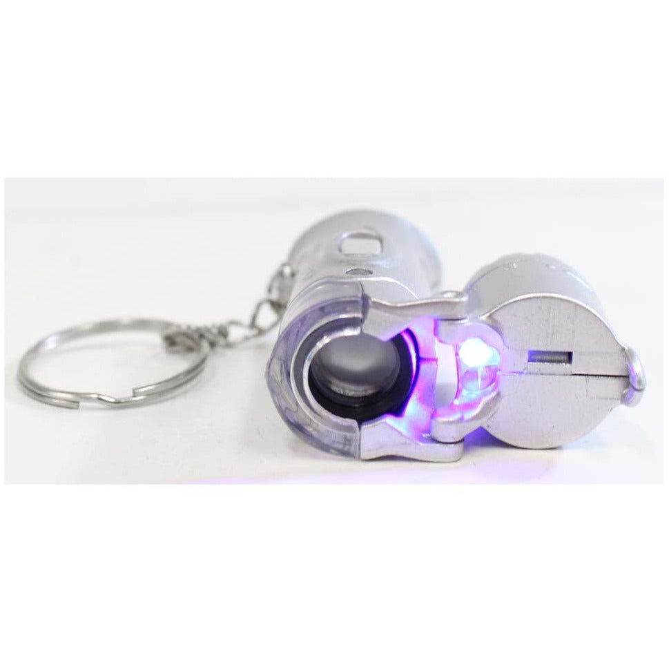 2.5" Tiny Folding 30X Illuminated Microscope with Key Chain, LED & UV Lights - MG-18330 - ToolUSA