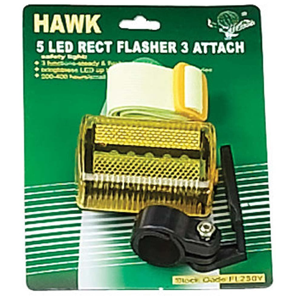 2.5" x 2" Yellow Bicycle Tail Light - 5 Red LEDs, Clip & Adjustable Strap (Pack of: 2) - FL-44250-Z02 - ToolUSA