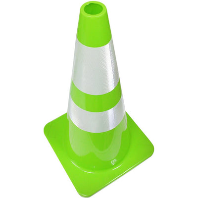 28 Inch Neon Green Safety Cone - 2 White Fluorescent Strips - ST28-G - ToolUSA