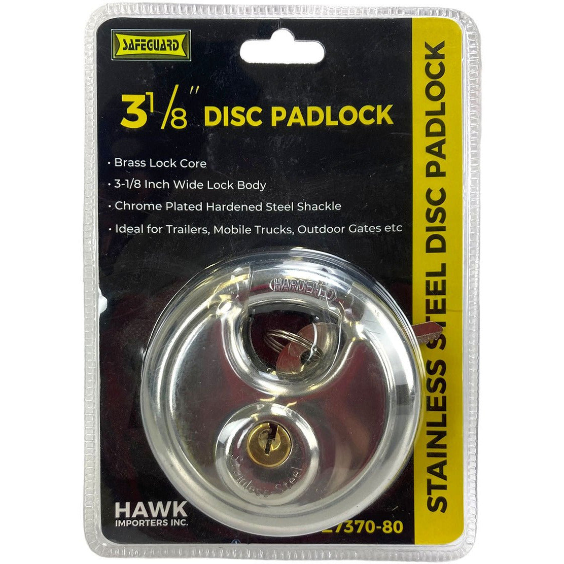 3-1/8" Stainless Steel Disc Padlock - TZ7370-80 - ToolUSA