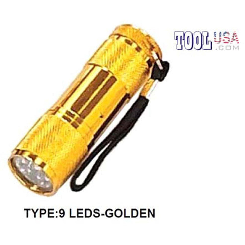3 ½"- 9 LED Golden Aluminum Flashlight (Pack of: 2) - FL-54693-Z02 - ToolUSA