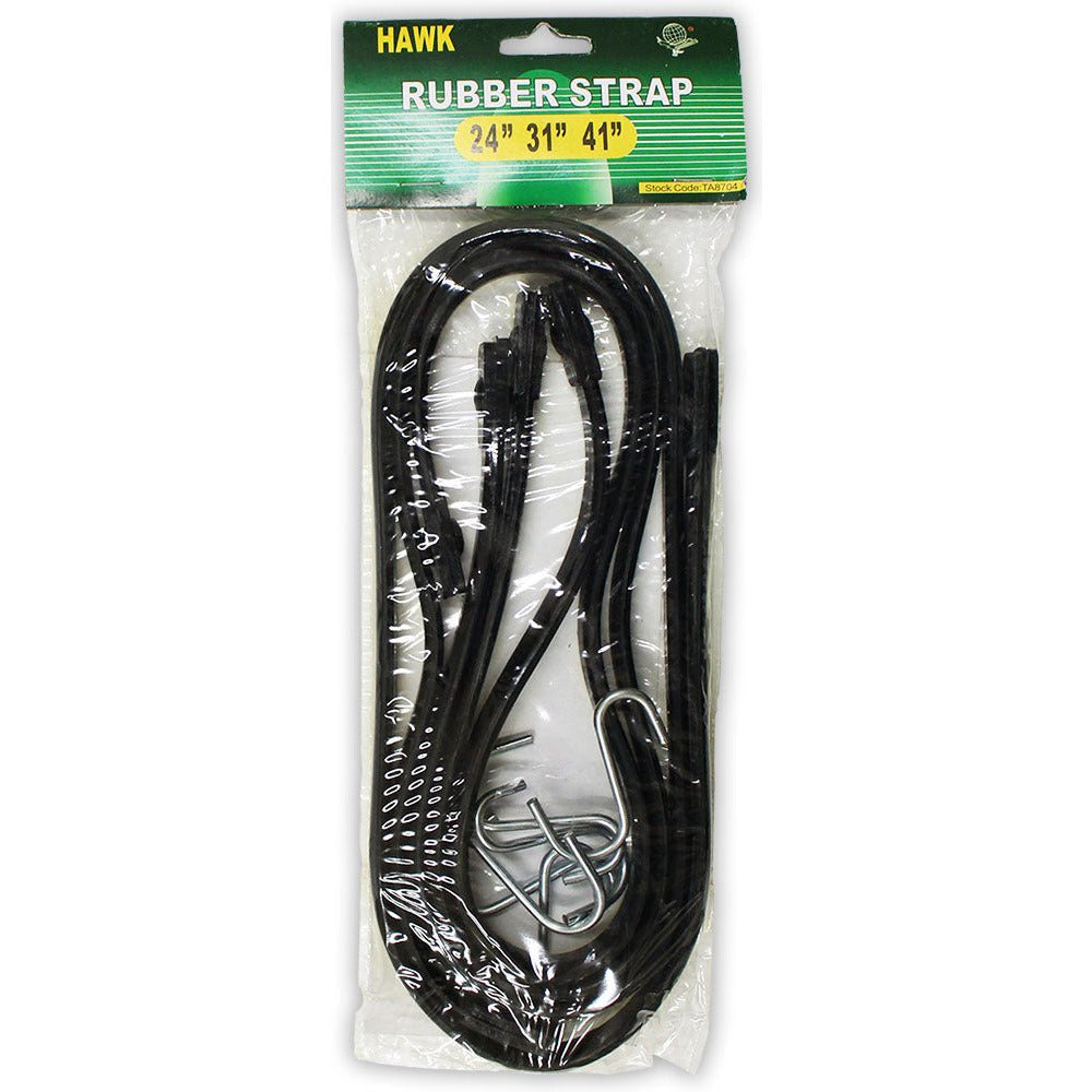 3 Large Rubber Straps with 6 "S" Hooks For Fastening - TA-98704 - ToolUSA