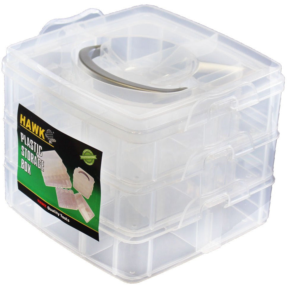 Stow-Away 3 Layer Stack-On Removable Clear Plastic Boxes