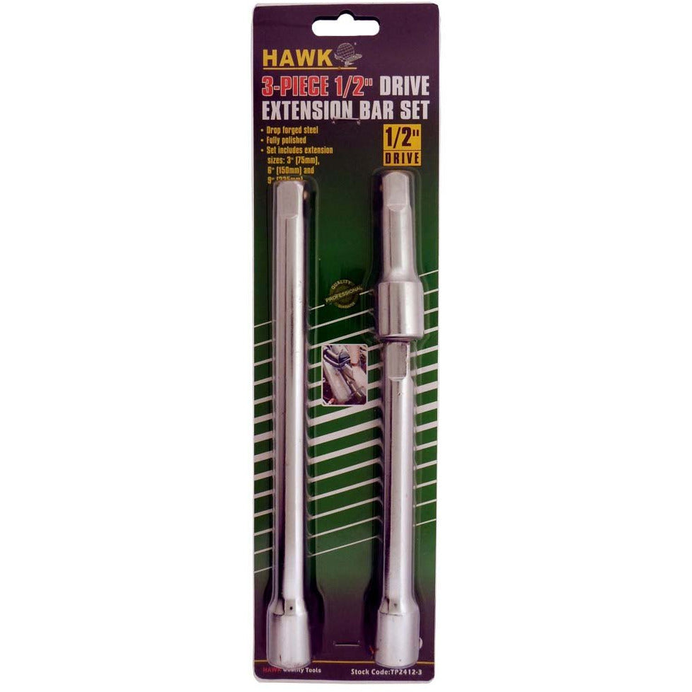 3 Piece 1/2" Drive Extension Bar Set With 3 Sizes Of Extensions - TP-14866 - ToolUSA