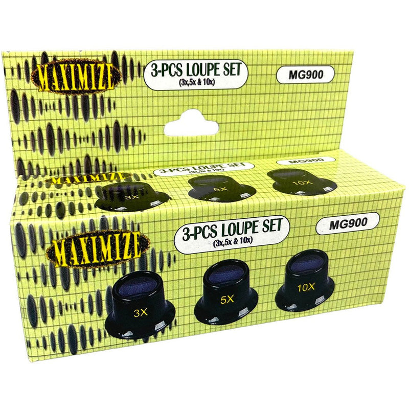 3 Piece Black Jeweler's Loupe Set - 3X, 5X and 10X Power - MG-20900 - ToolUSA