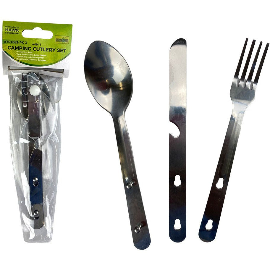3 Piece Camping Cutlery Set - Spoon, Fork, Knife - TP-18192 - ToolUSA
