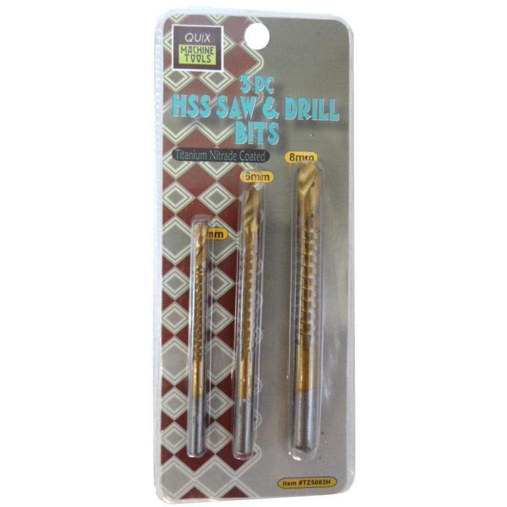 3 Piece High Speed Steel Titaniam Nitrade Coated Drill Bits In Sizes - TZ02-77503 - ToolUSA