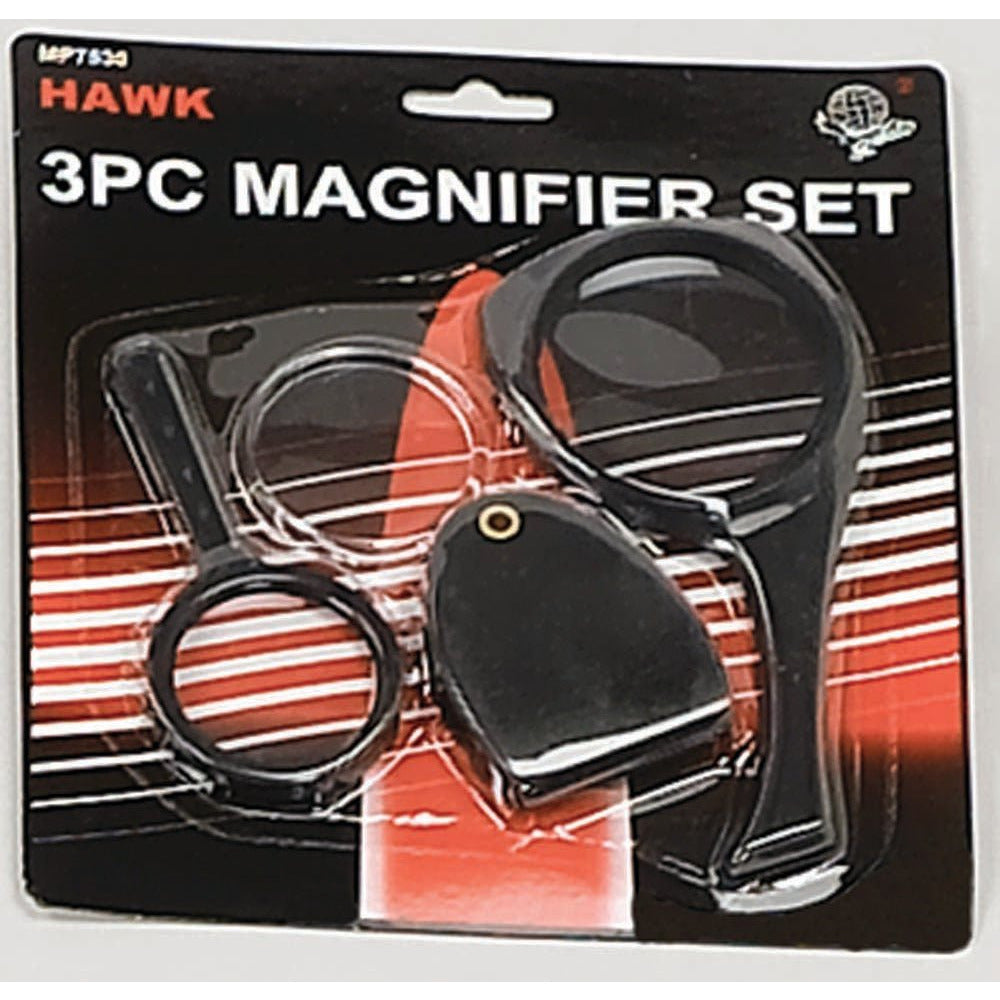 3 Piece Plastic Economical Magnifier Set With 3 Different Styles Of Handheld 2X Magnifiers - MG-97530 - ToolUSA