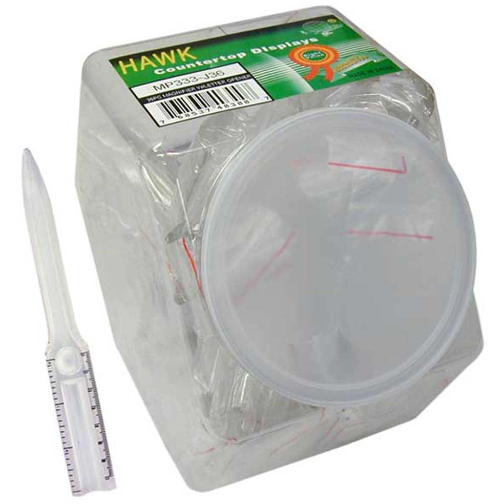 36 Piece 7.5 Inch Combination Acrylic Letter Opener, Ruler, and Magnifier - MG-40300D - ToolUSA