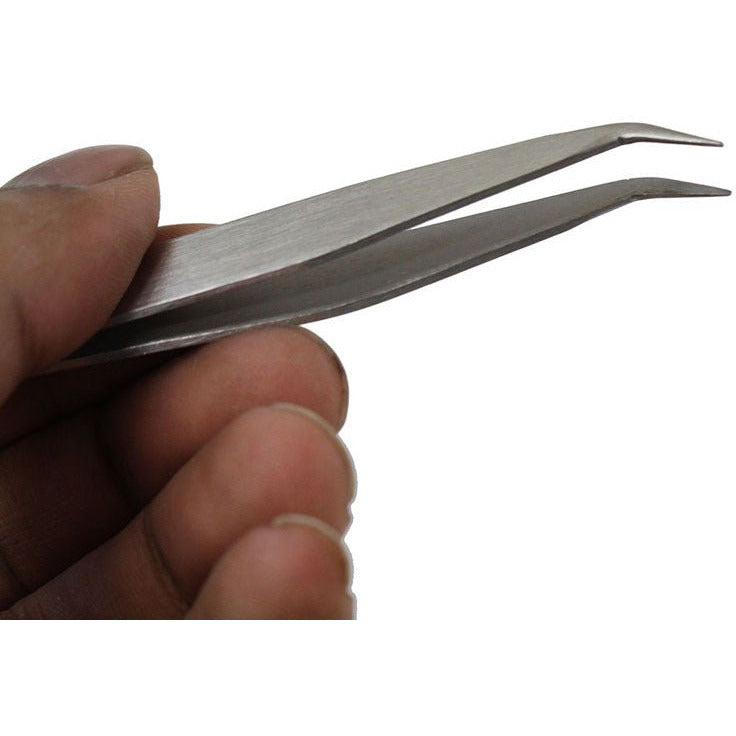 4-1/4 Inch Bent-nose, Split Bottom Jeweler's Tweezers - S8524 - ToolUSA