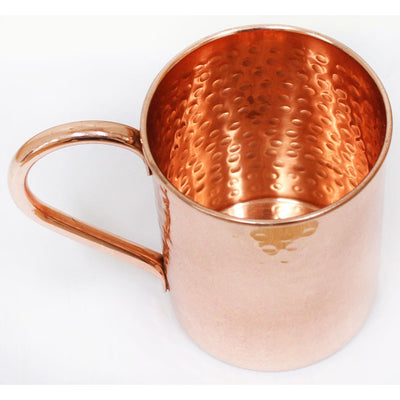 4 Inch Can Shaped Copper Mug, With Hammered Texture, Extra Large Handle and 3 Inch Rim Diameter - MUG-006-SH - ToolUSA