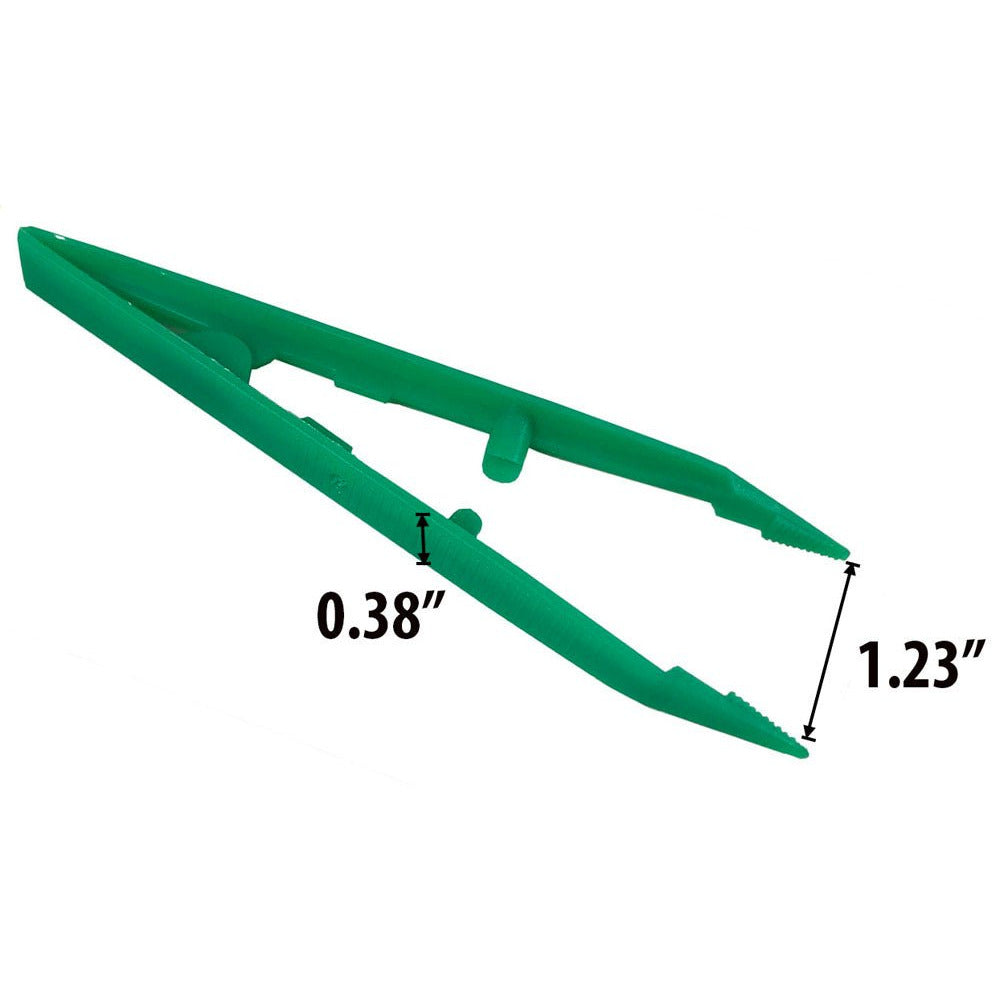 4 Inch Green Plastic Tweezers (Pack of: 4) - S1-21002-Z04 - ToolUSA
